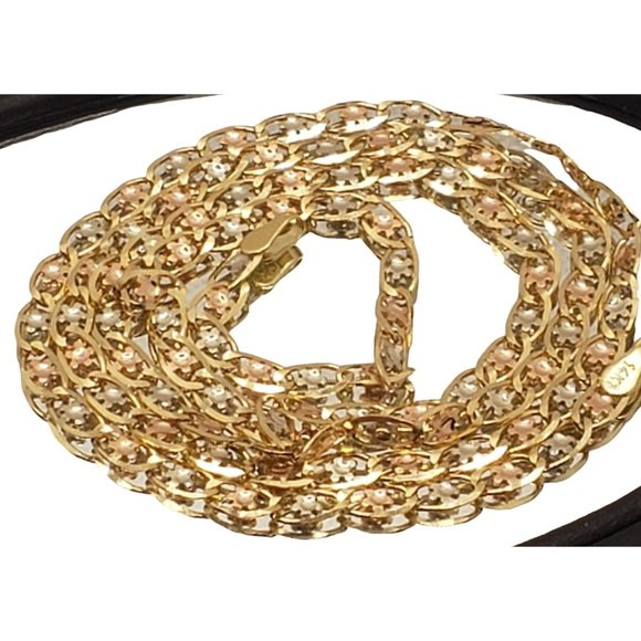 14k REAL GOLD Margarita Tricolor Chain 22" - Picture 2 of 15